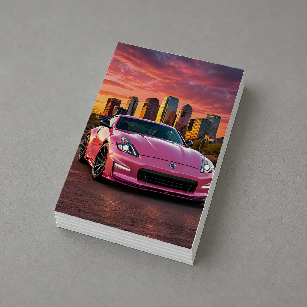 Pink Nissan 370Z City Sunset Sky – Postcards