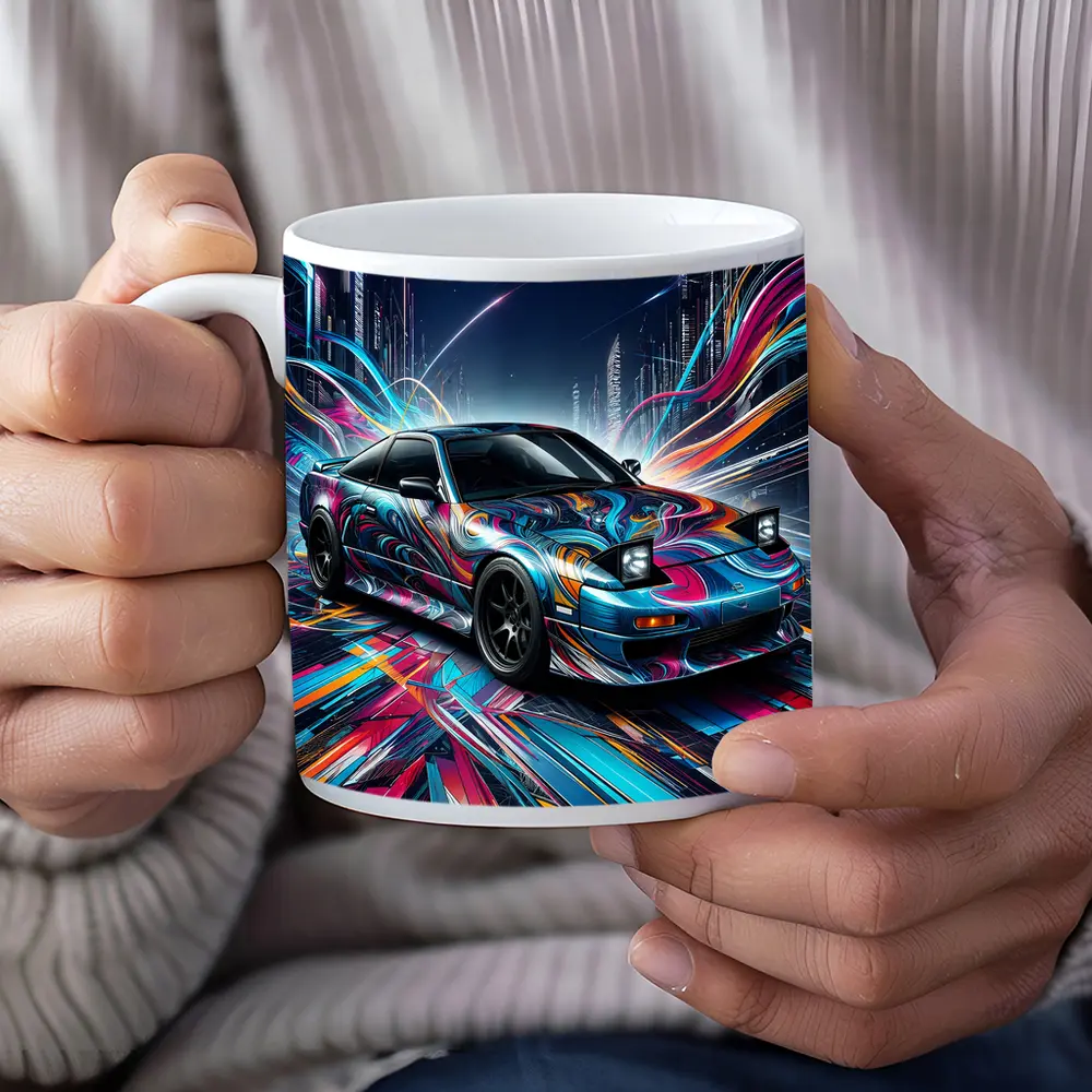 Nissan 240SX Neon Abstract City Night Art – Mugs