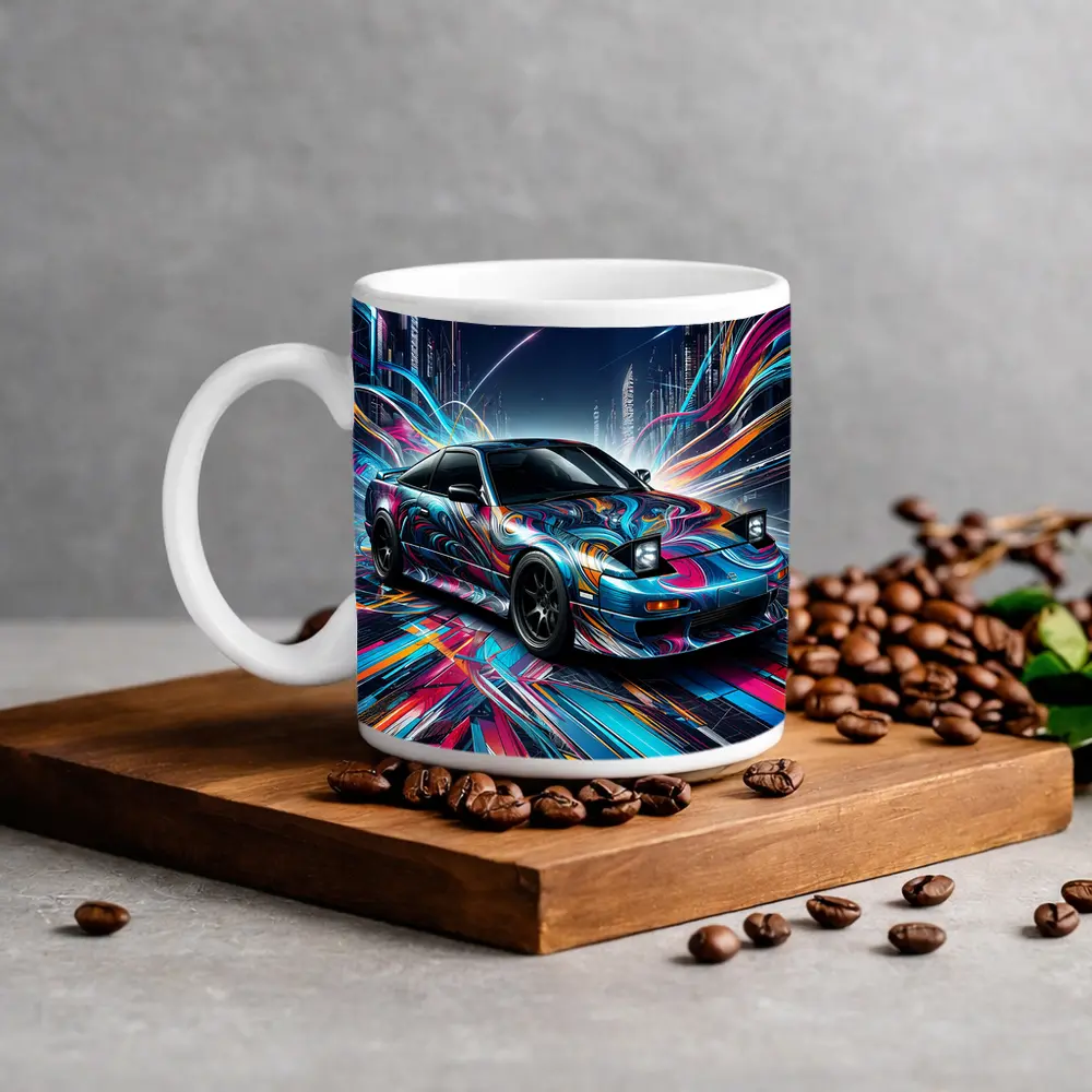 Nissan 240SX Neon Abstract City Night Art – Mugs