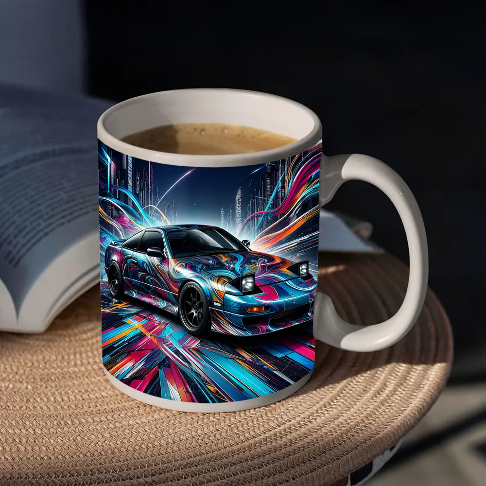 Nissan 240SX Neon Abstract City Night Art – Mugs