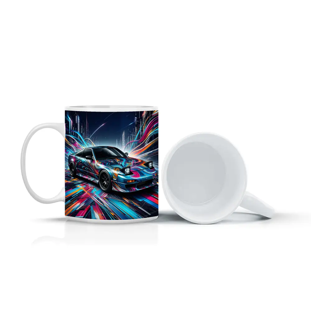 Nissan 240SX Neon Abstract City Night Art – Mugs