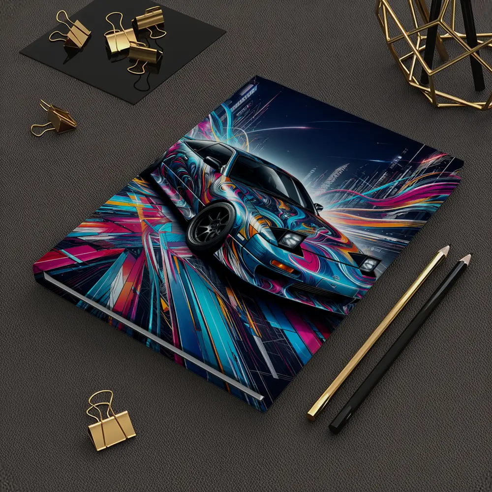 Nissan 240SX Neon Abstract City Night Art – Notebooks