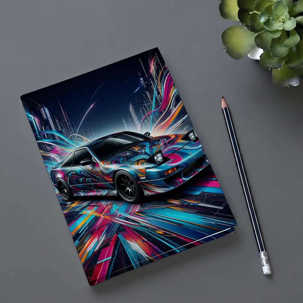 Nissan 240SX Neon Abstract City Night Art – Notebooks