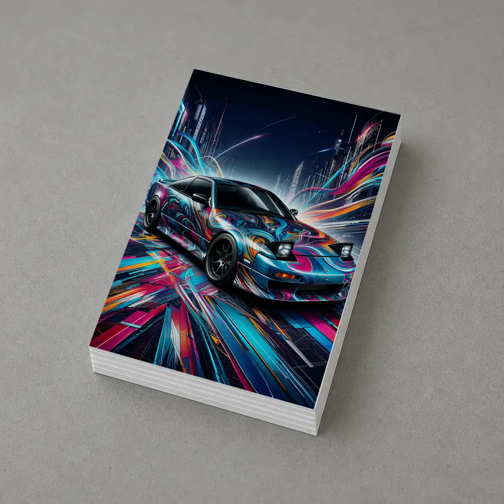 Nissan 240SX Neon Abstract City Night Art – Postcards
