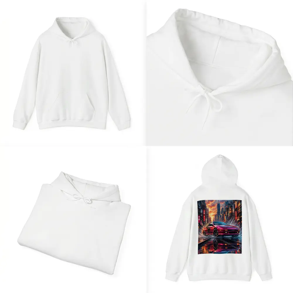 Nissan 240SX Red Rainy Tokyo City Street – Hoodies