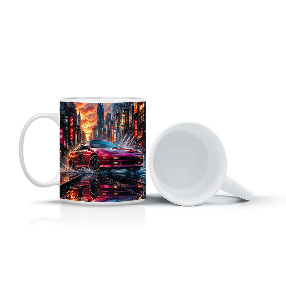 Nissan 240SX Red Rainy Tokyo City Street – Mugs