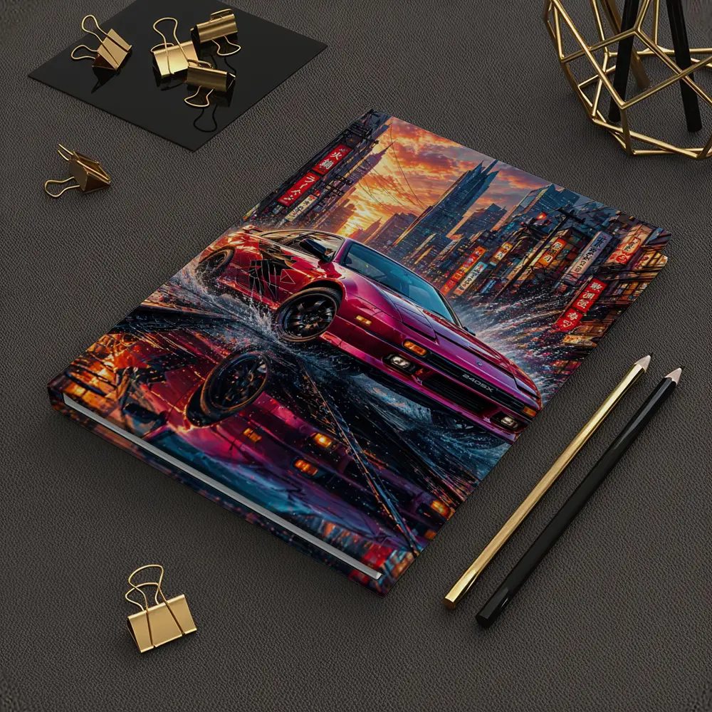 Nissan 240SX Red Rainy Tokyo City Street – Notebooks