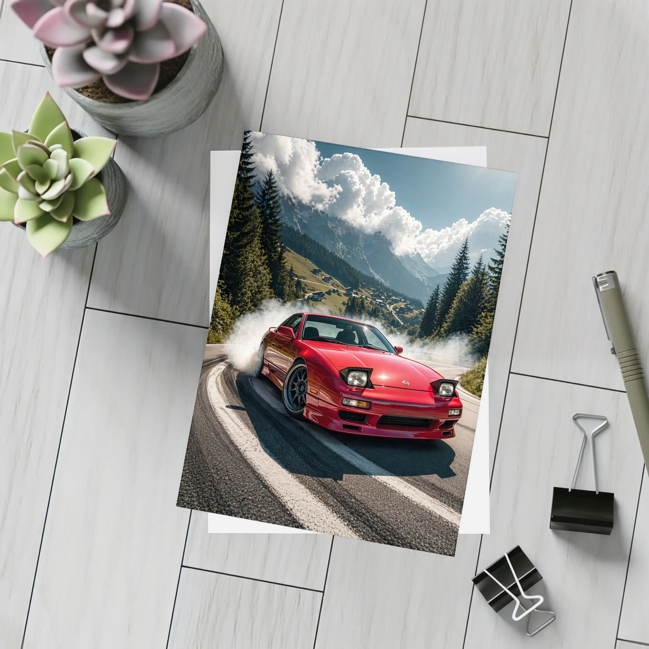 Nissan 240SX Drifting Mountain Road Smoke – Postcards