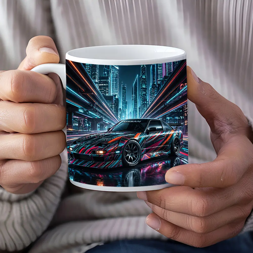 Nissan 240SX Custom Wrap Neon City Night – Mugs