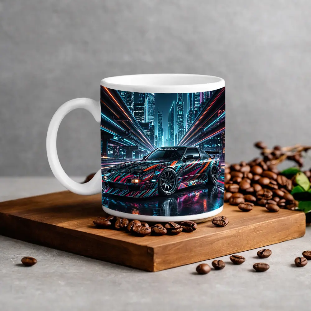 Nissan 240SX Custom Wrap Neon City Night – Mugs