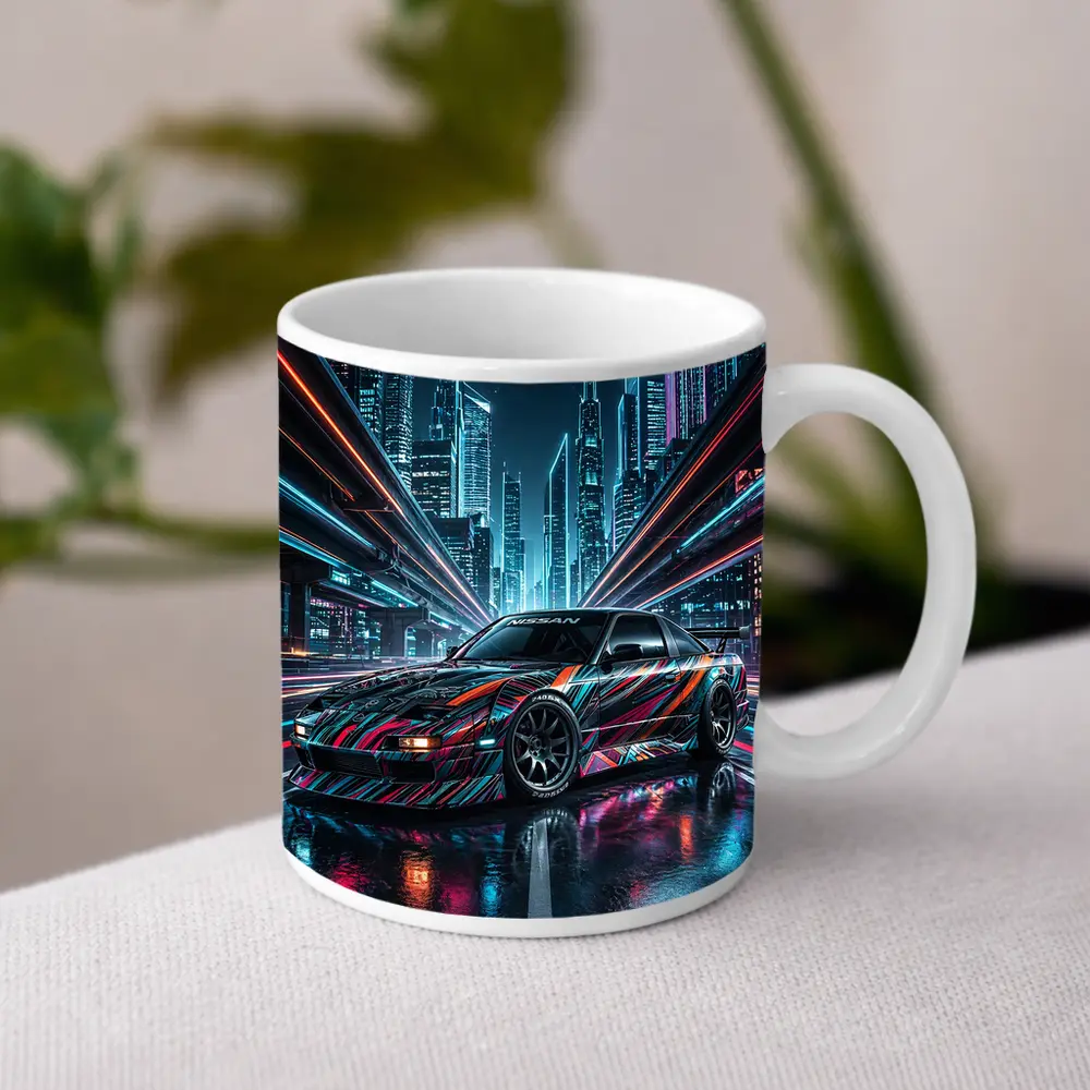 Nissan 240SX Custom Wrap Neon City Night – Mugs