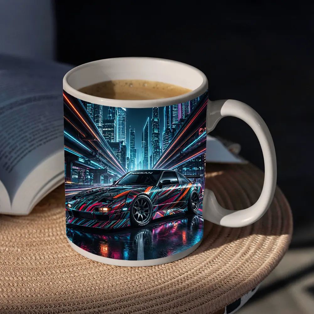 Nissan 240SX Custom Wrap Neon City Night – Mugs