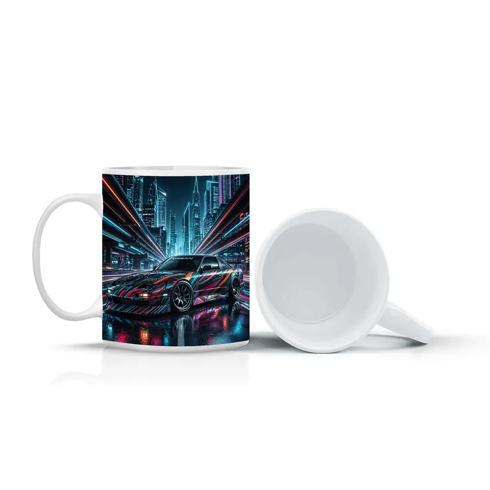 Nissan 240SX Custom Wrap Neon City Night – Mugs