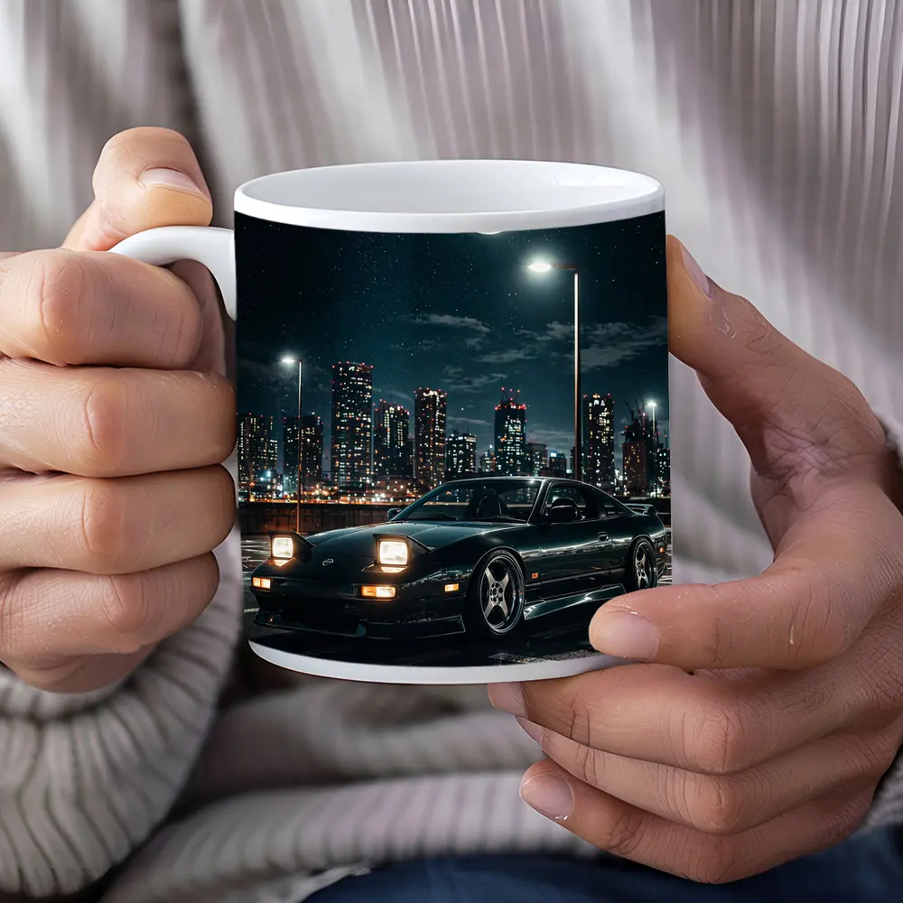 Nissan 240SX Night City Moonlit Scene – Mugs