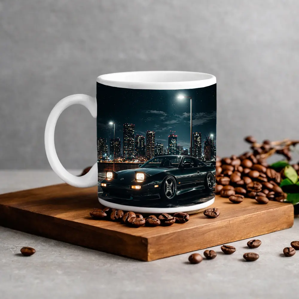 Nissan 240SX Night City Moonlit Scene – Mugs