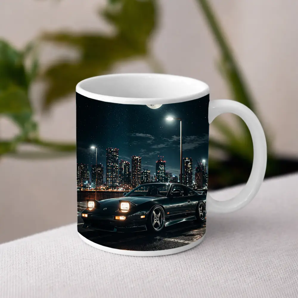 Nissan 240SX Night City Moonlit Scene – Mugs
