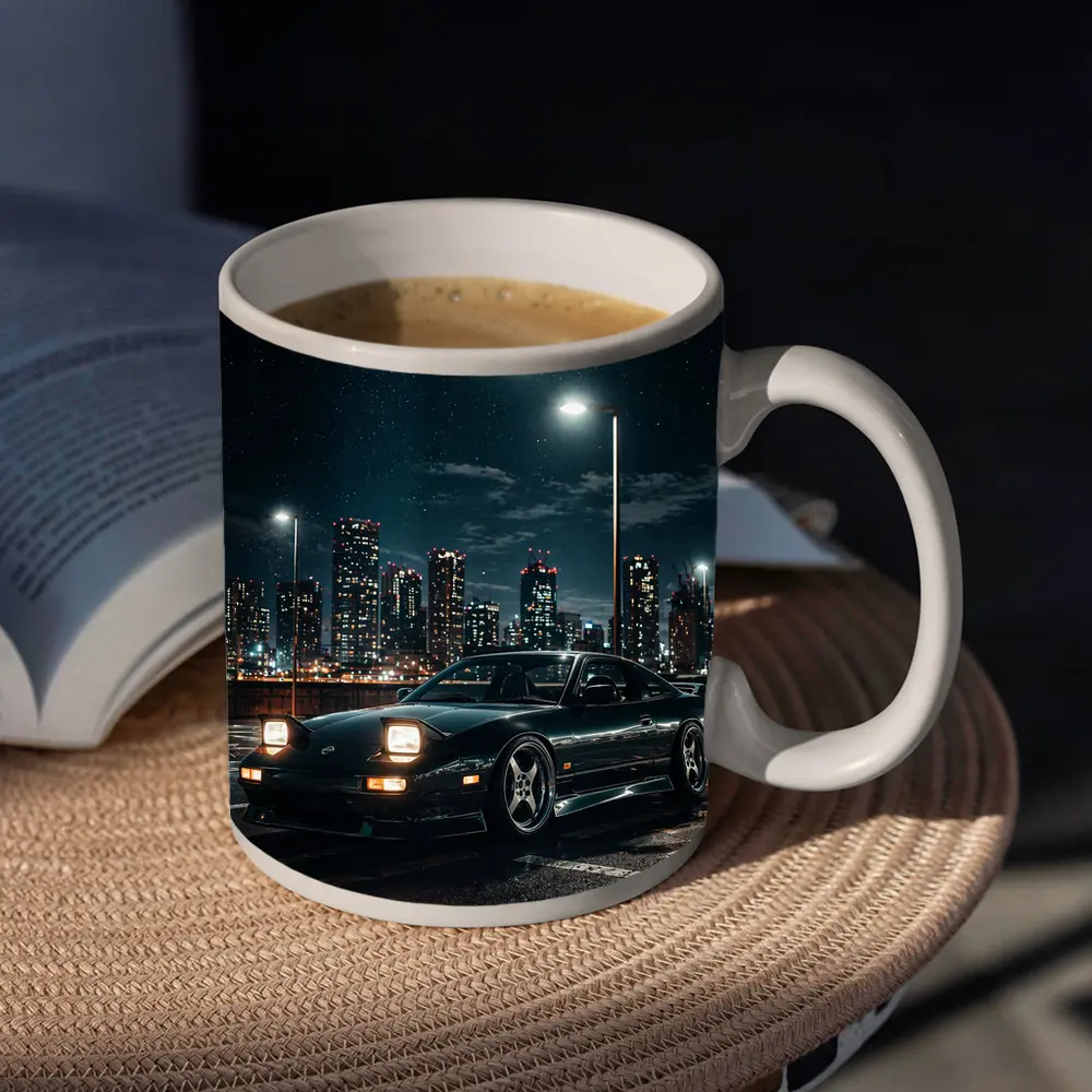 Nissan 240SX Night City Moonlit Scene – Mugs