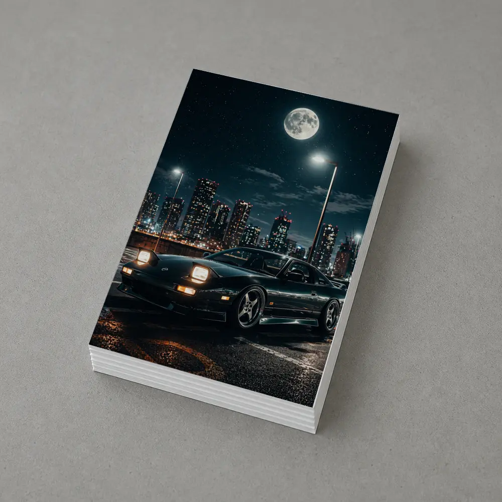 Nissan 240SX Night City Moonlit Scene – Postcards