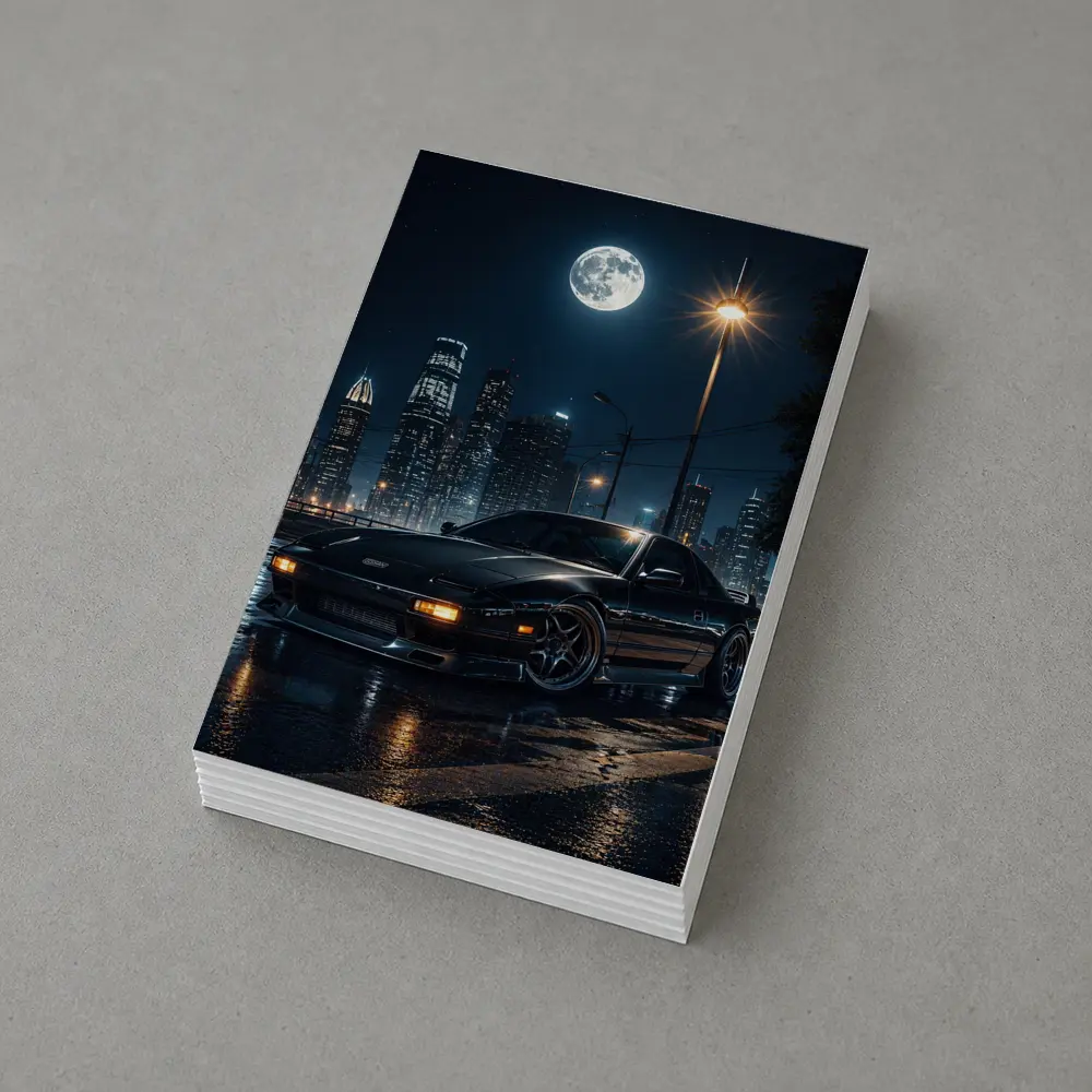 Nissan 240SX Night City Moon Scene – Postcards