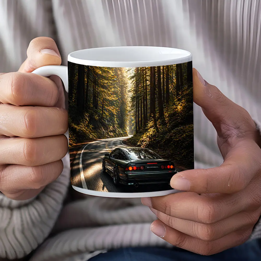 Nissan 240SX Rear View Forest Road – Mugs