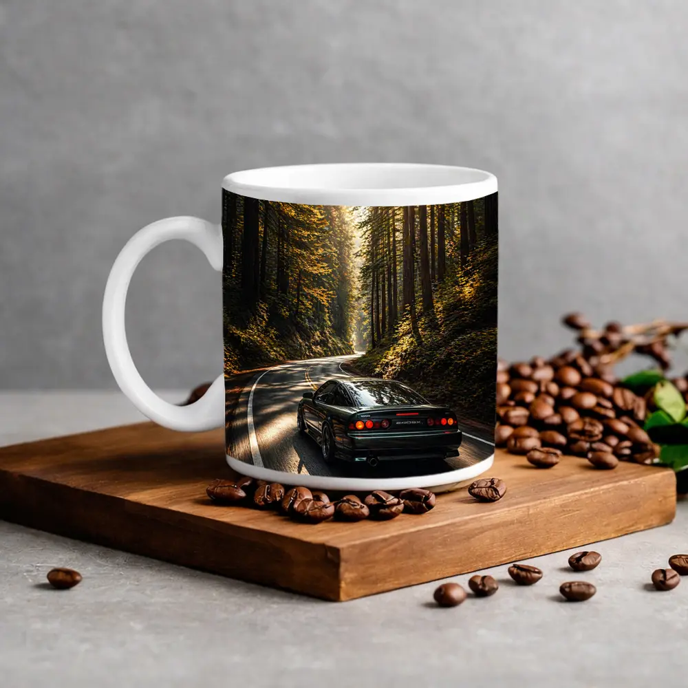 Nissan 240SX Rear View Forest Road – Mugs