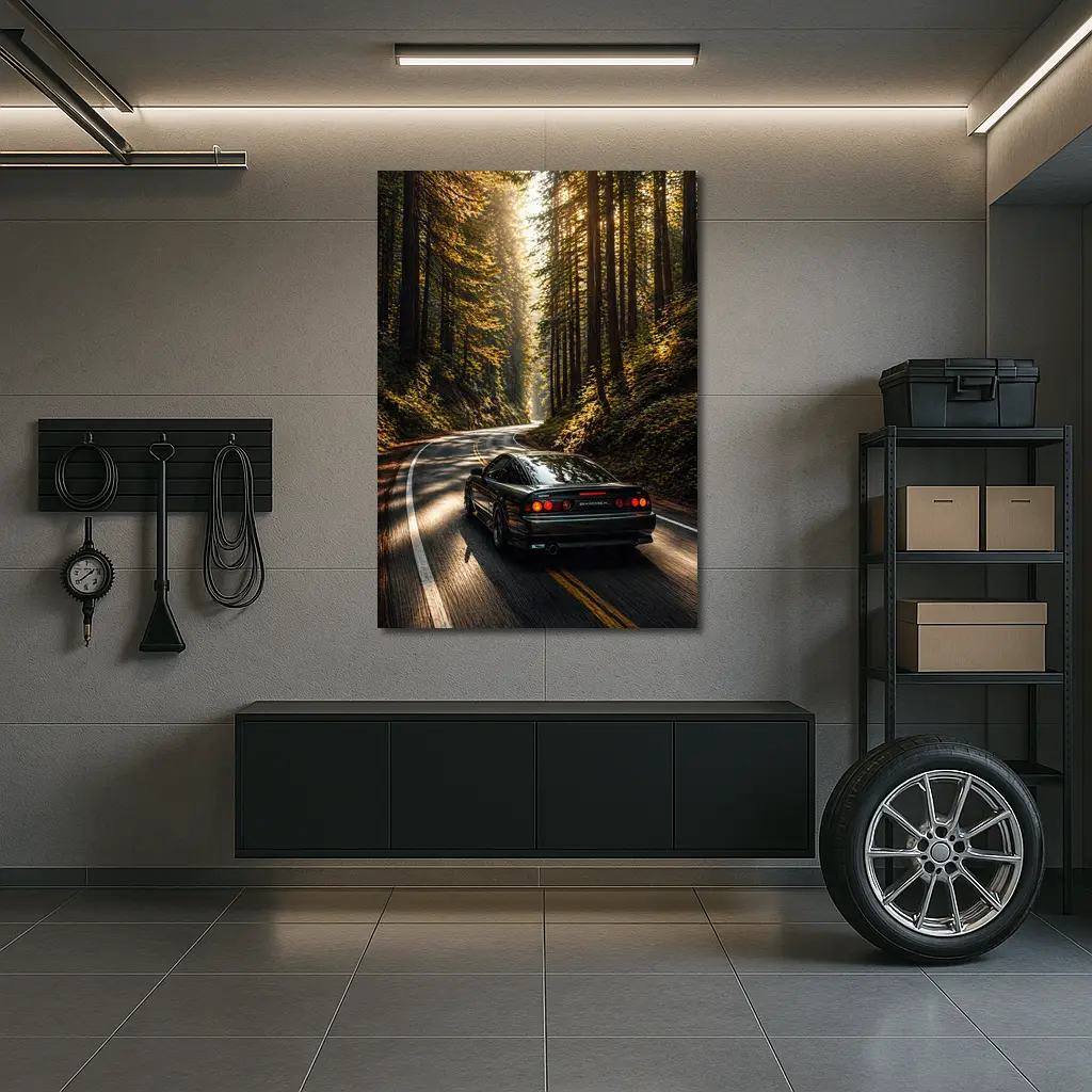 Nissan 240SX Rear View Forest Road – Wall Art