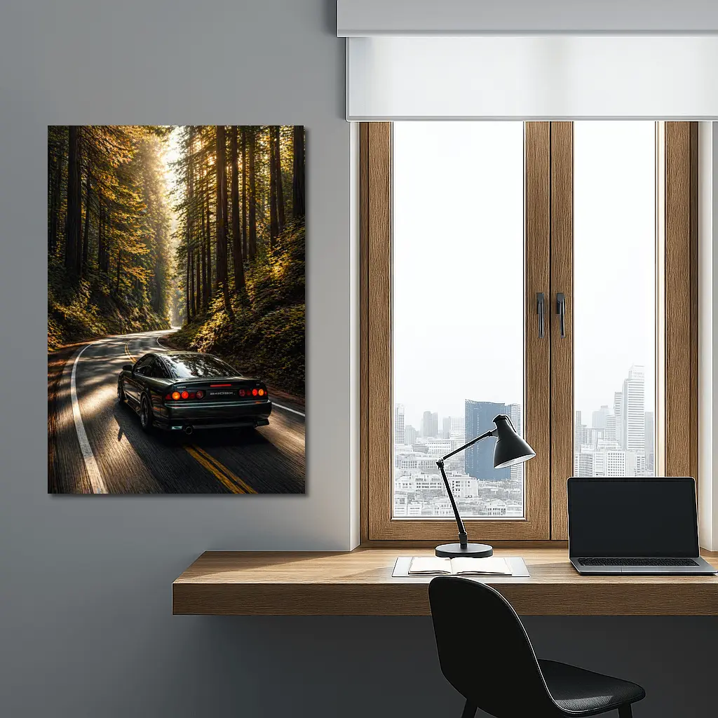Nissan 240SX Rear View Forest Road – Wall Art