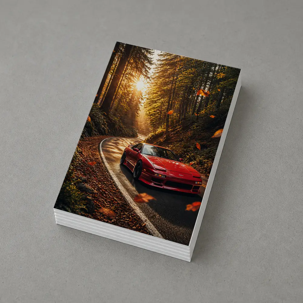 Nissan 240SX Red Car Forest Road – Postcards