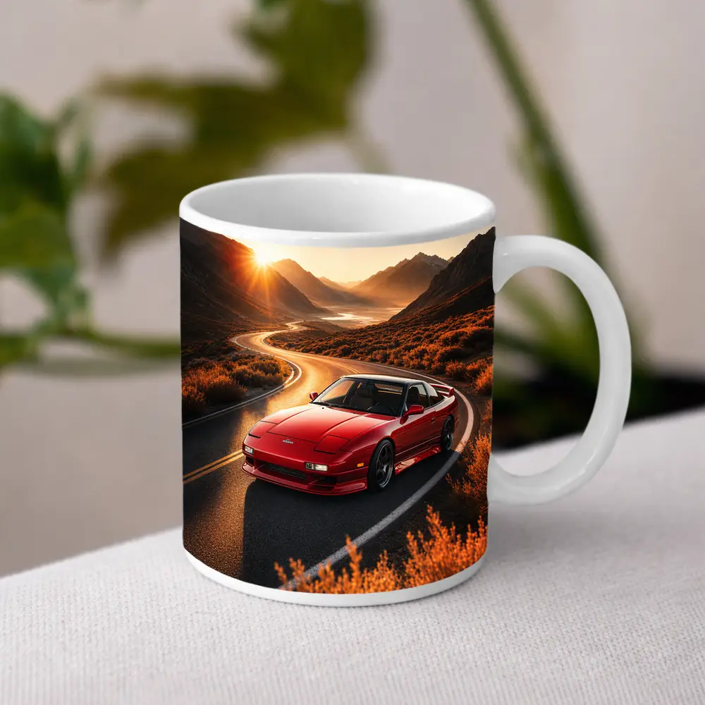 Nissan 240SX Red Car Mountain Sunset Road – Mugs