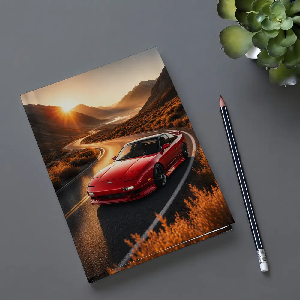 Nissan 240SX Red Car Mountain Sunset Road – Notebooks