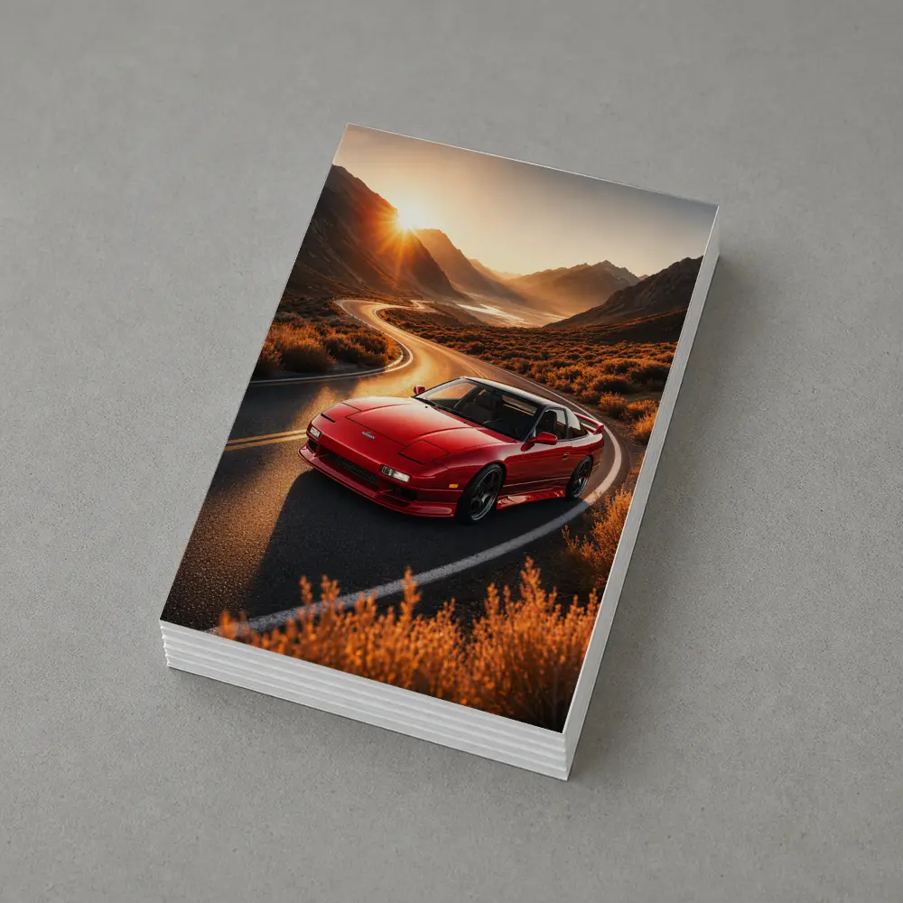 Nissan 240SX Red Car Mountain Sunset Road – Postcards