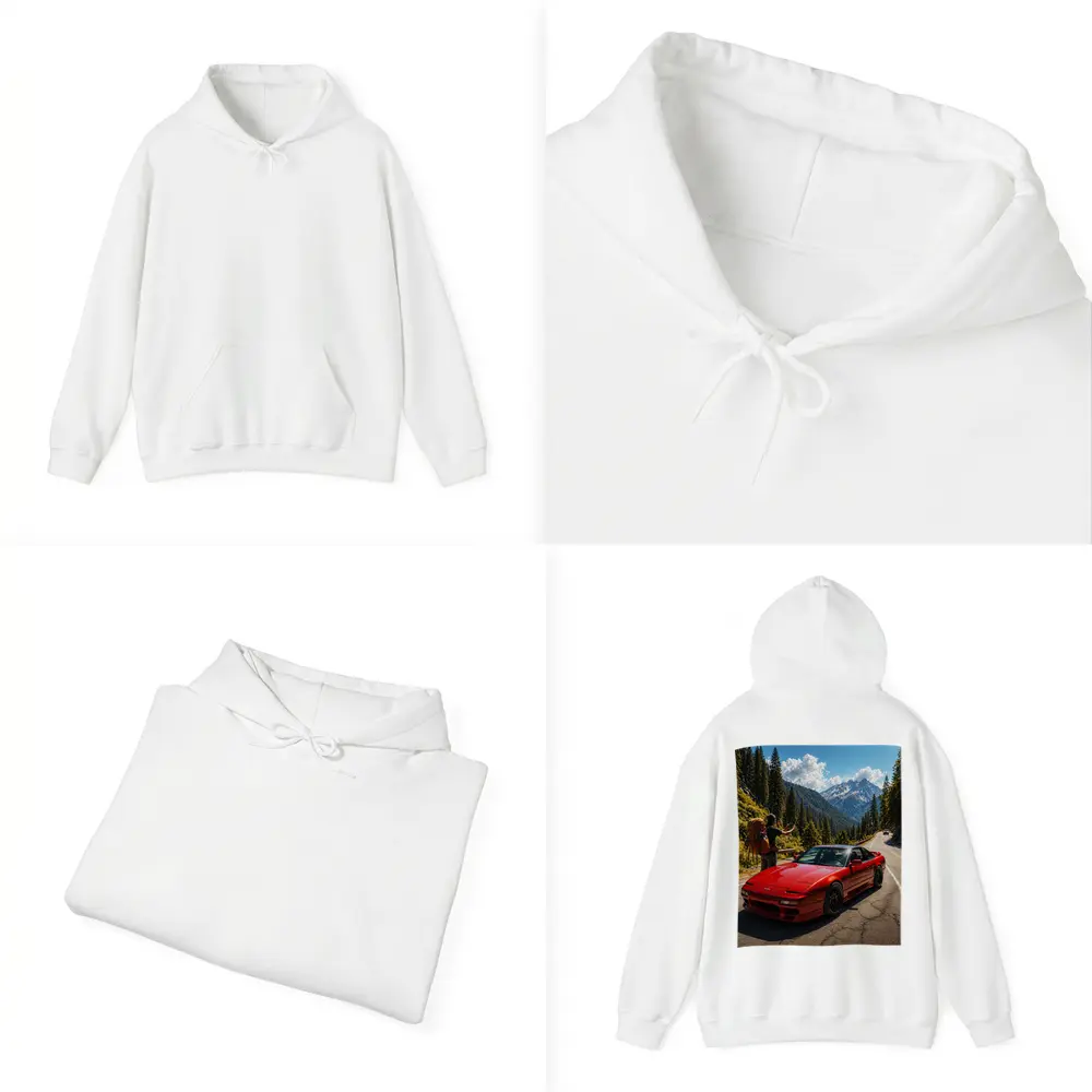 Nissan 240SX Red Sports Car Mountain Road – Hoodies
