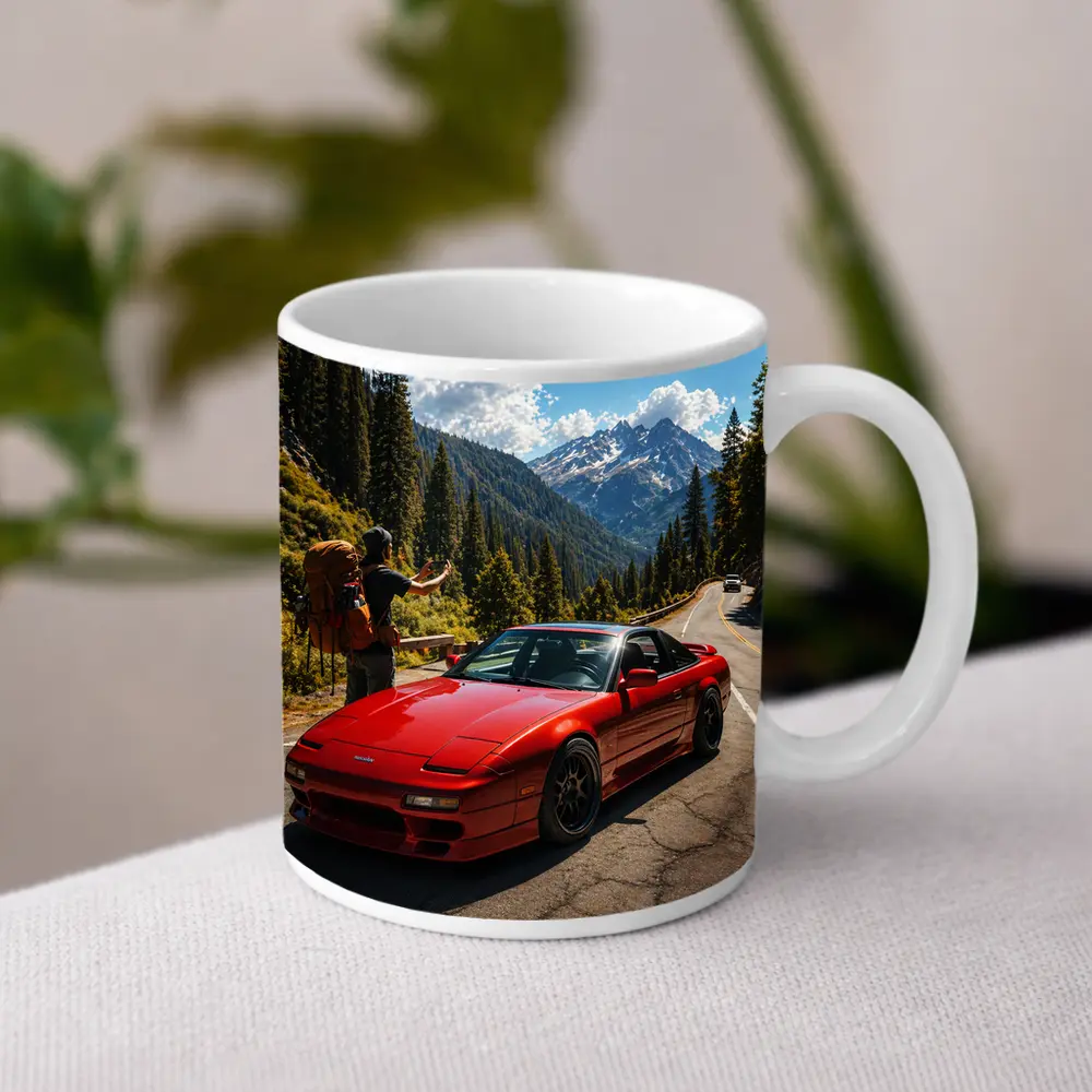 Nissan 240SX Red Sports Car Mountain Road – Mugs