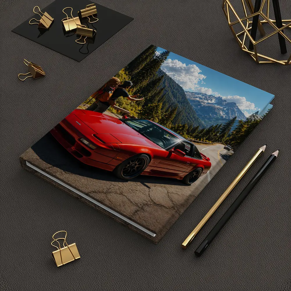 Nissan 240SX Red Sports Car Mountain Road – Notebooks