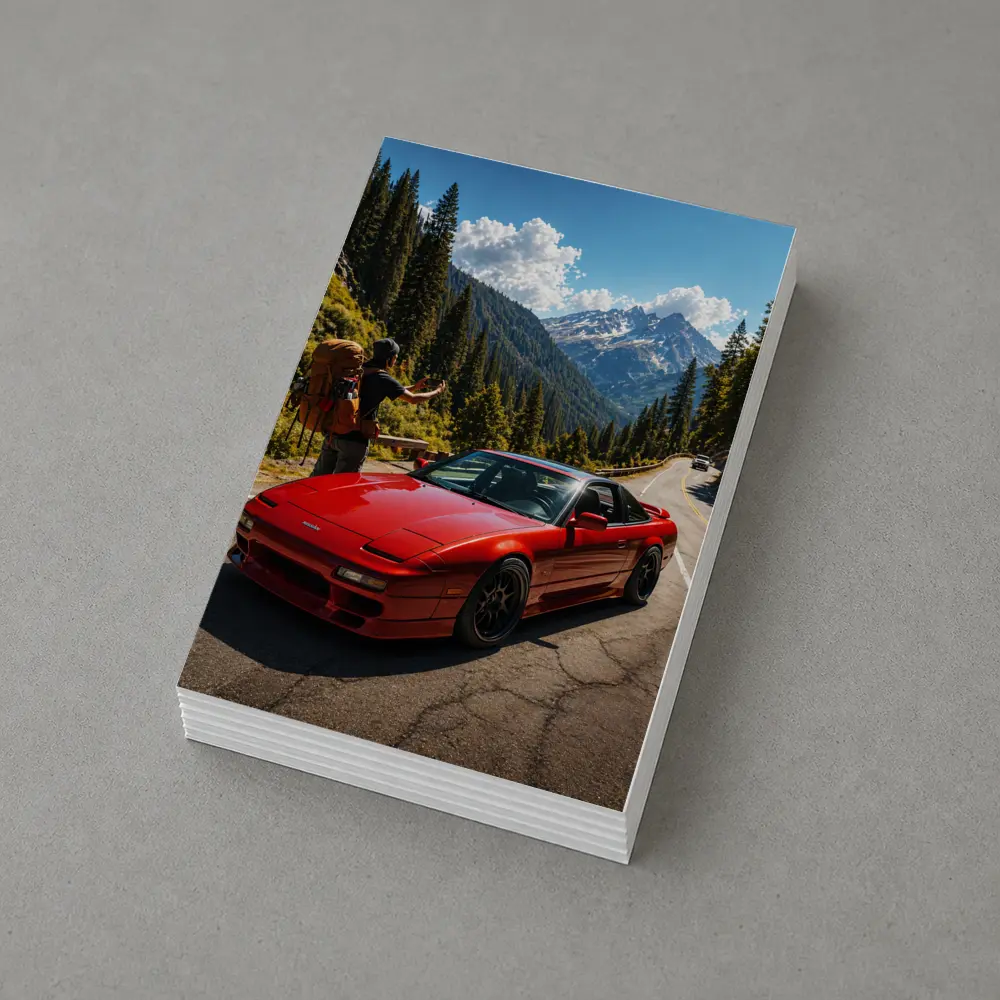 Nissan 240SX Red Sports Car Mountain Road – Postcards
