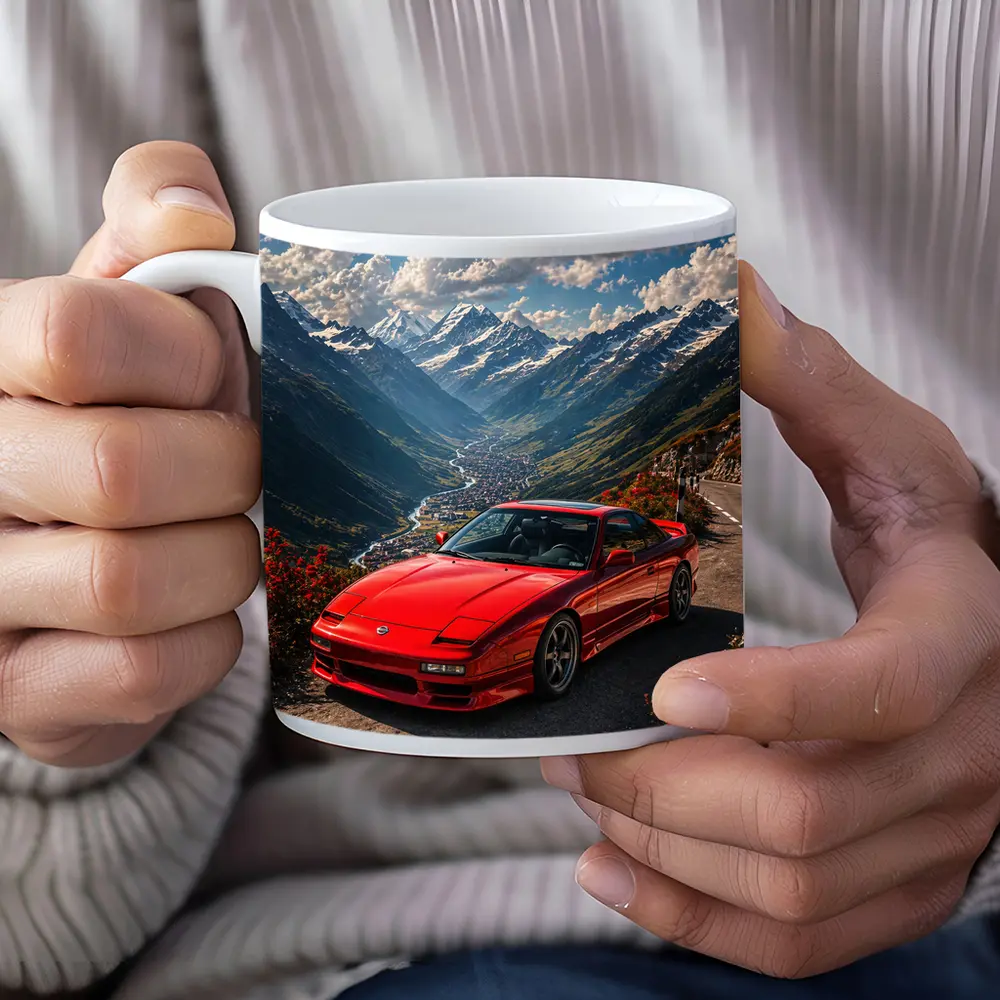 Nissan 240SX Red Car Mountain Road – Mugs
