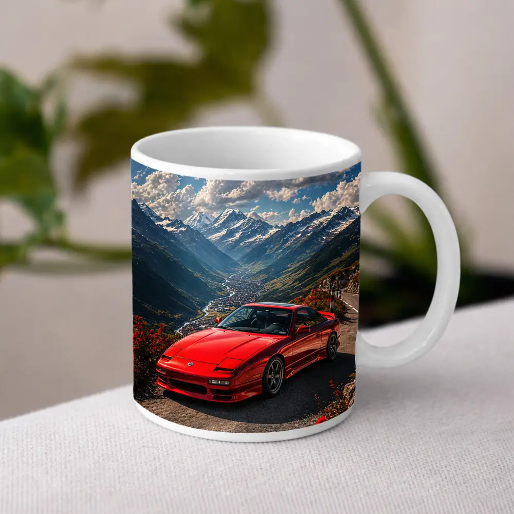 Nissan 240SX Red Car Mountain Road – Mugs