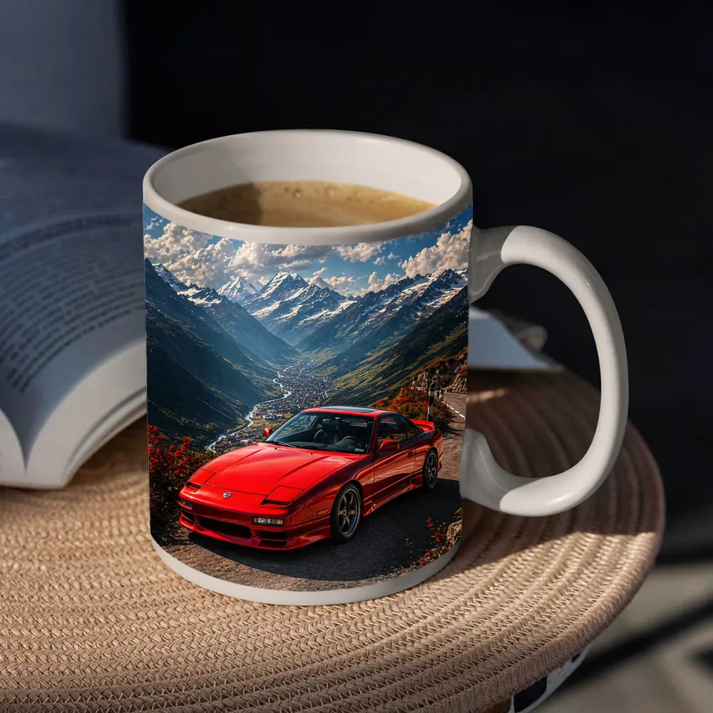 Nissan 240SX Red Car Mountain Road – Mugs