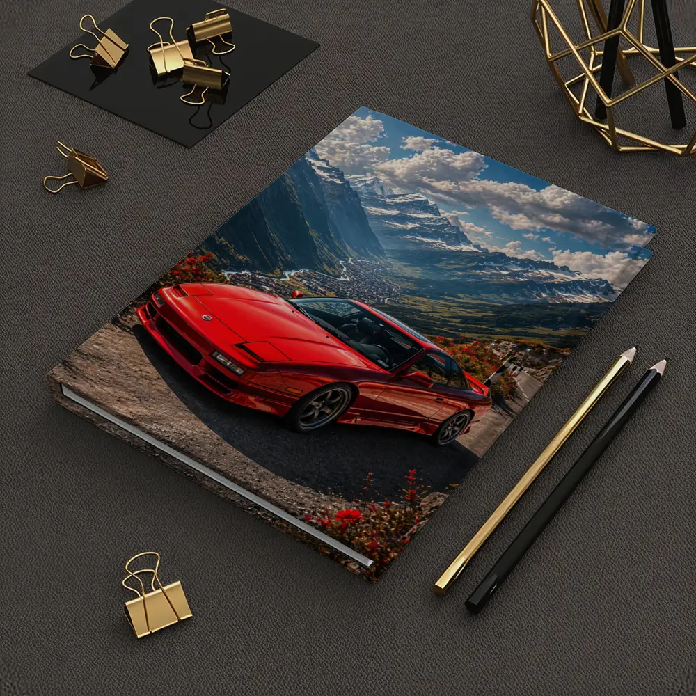 Nissan 240SX Red Car Mountain Road – Notebooks