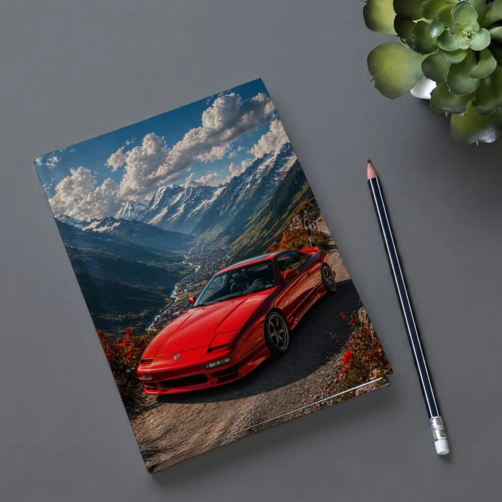 Nissan 240SX Red Car Mountain Road – Notebooks