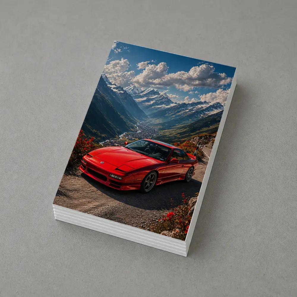 Nissan 240SX Red Car Mountain Road – Postcards
