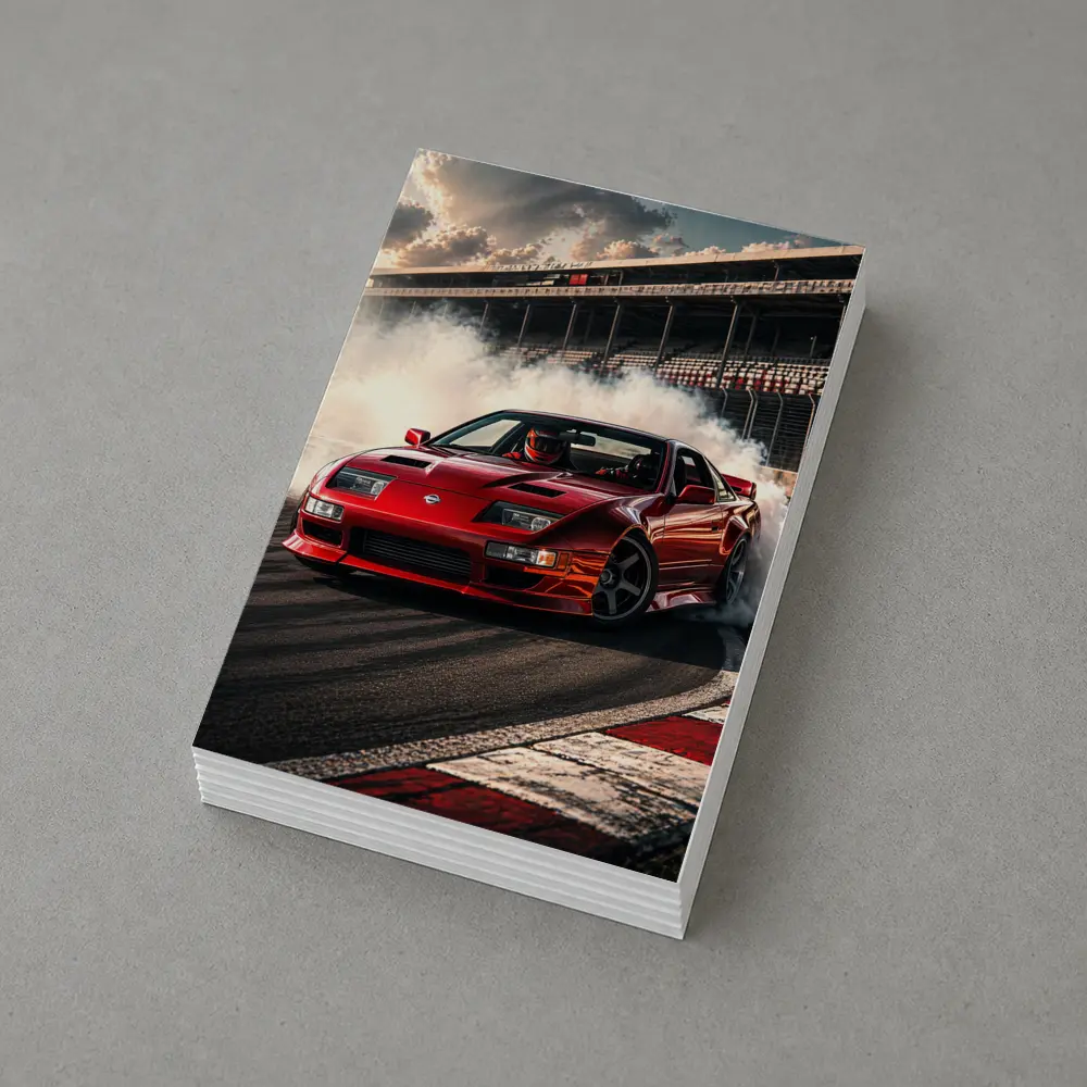 Nissan 300ZX Drifting Red Car Race Track – Postcards