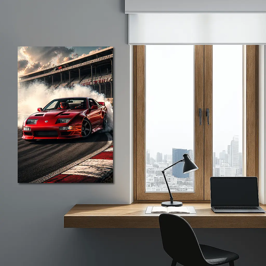 Nissan 300ZX Drifting Red Car Race Track – Wall Art