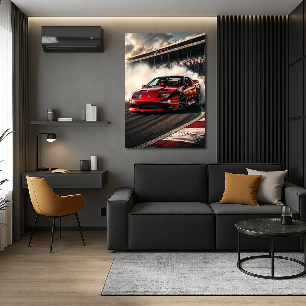 Nissan 300ZX Drifting Red Car Race Track – Wall Art