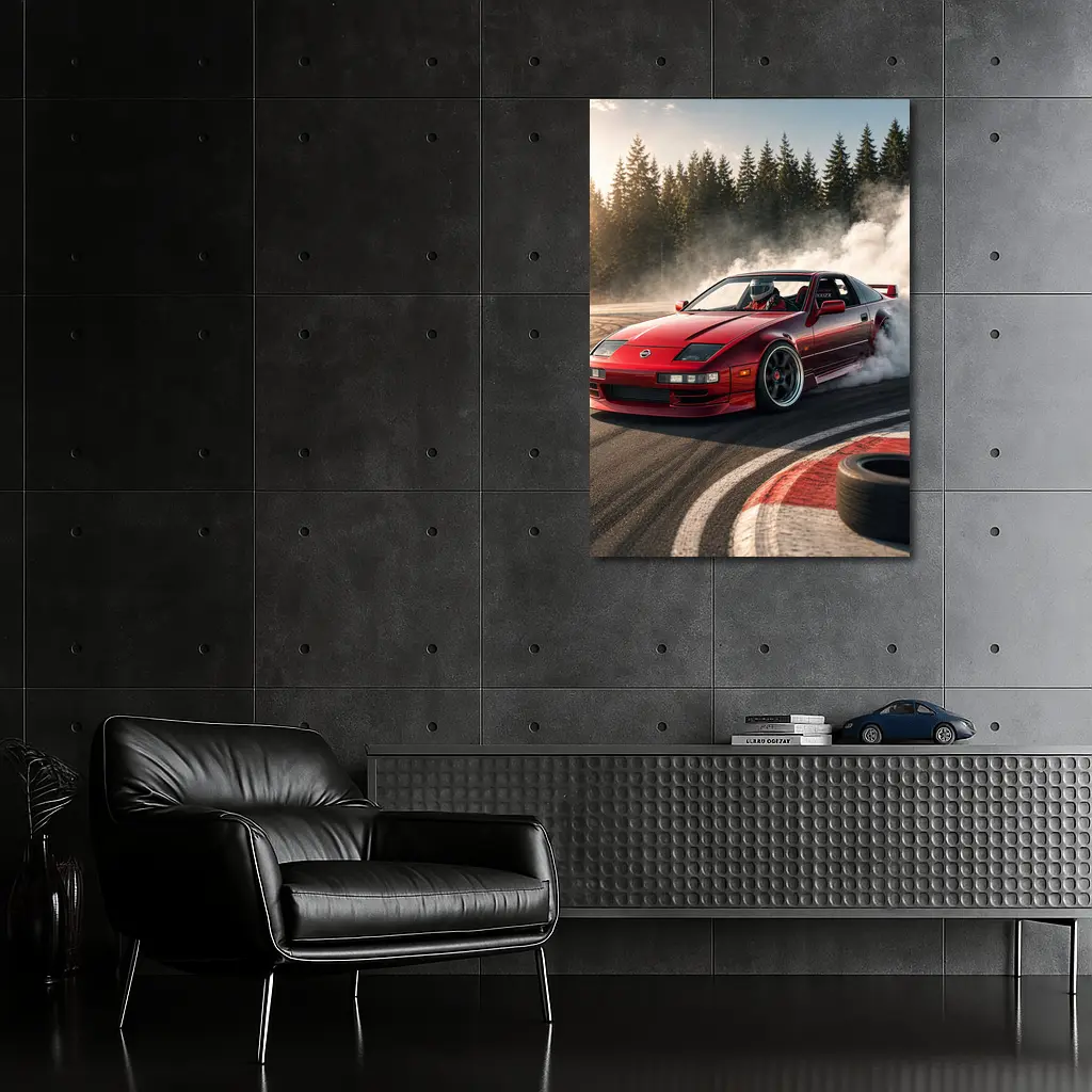 Nissan 300ZX Drifting Red Track Smoke – Wall Art