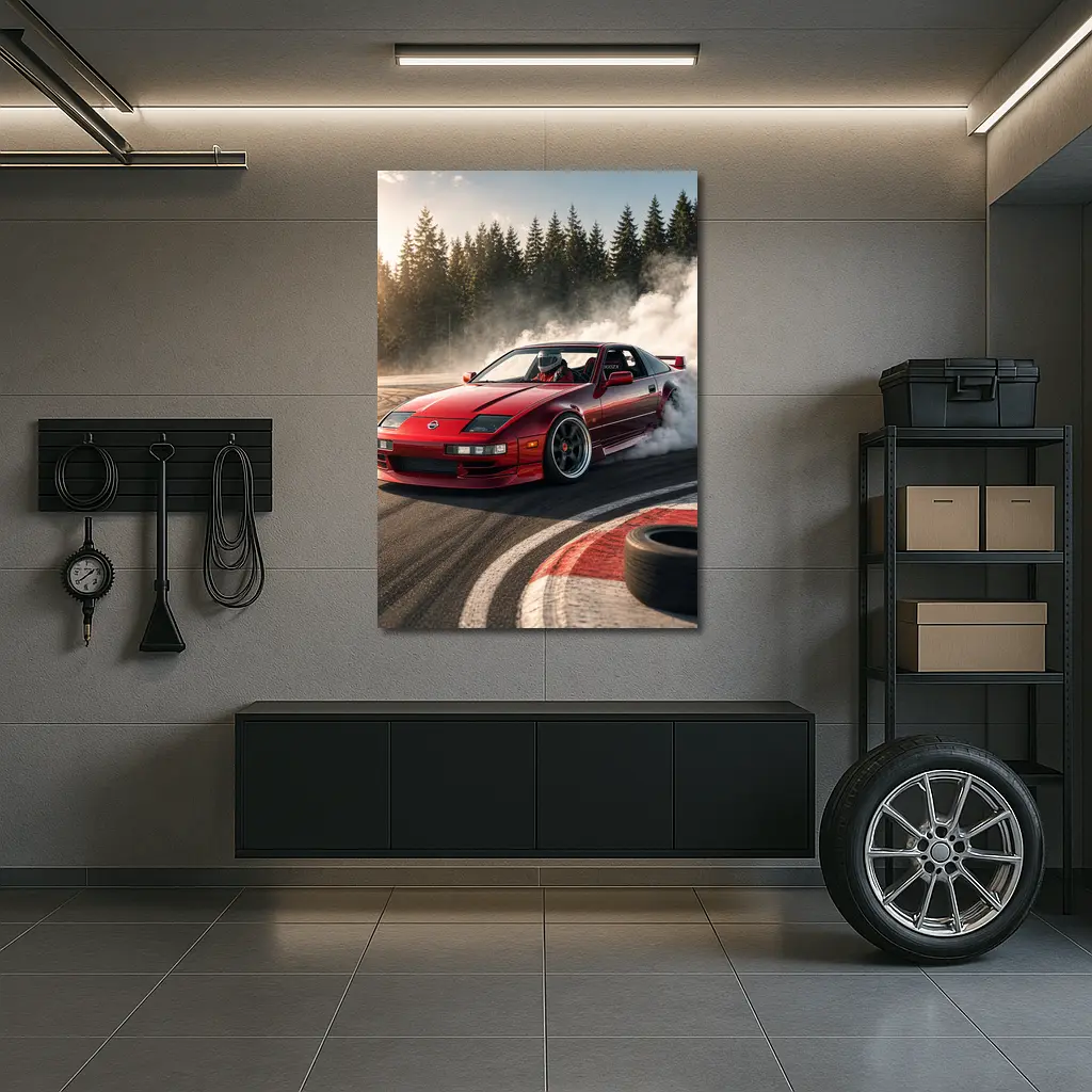 Nissan 300ZX Drifting Red Track Smoke – Wall Art