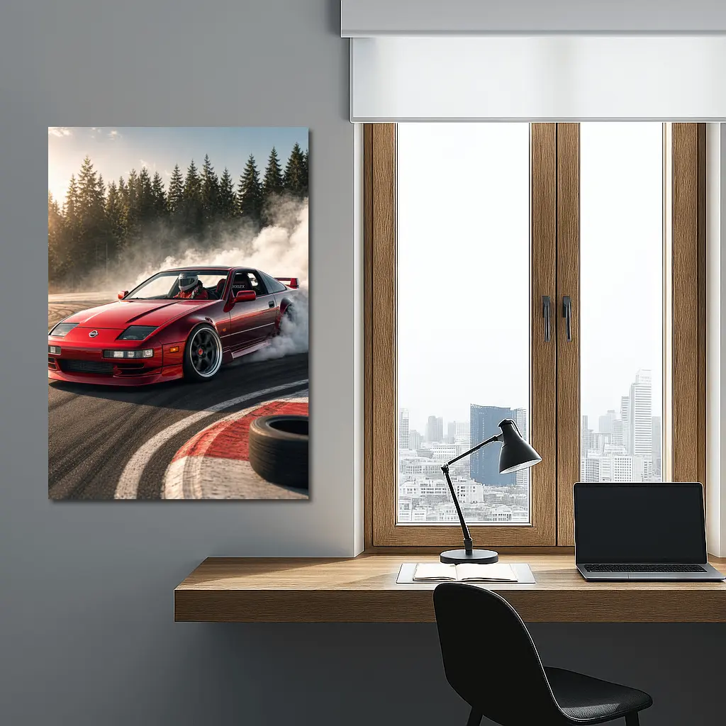 Nissan 300ZX Drifting Red Track Smoke – Wall Art
