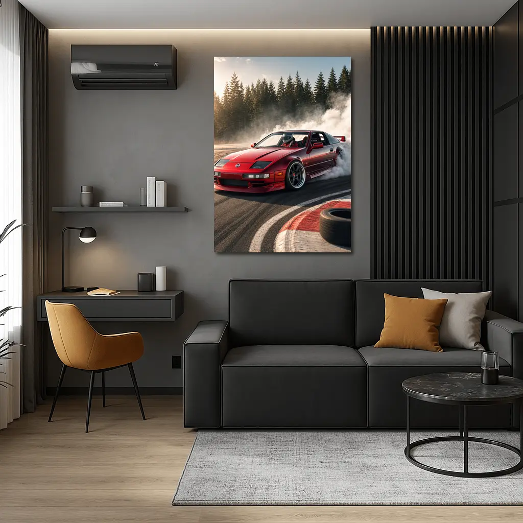 Nissan 300ZX Drifting Red Track Smoke – Wall Art