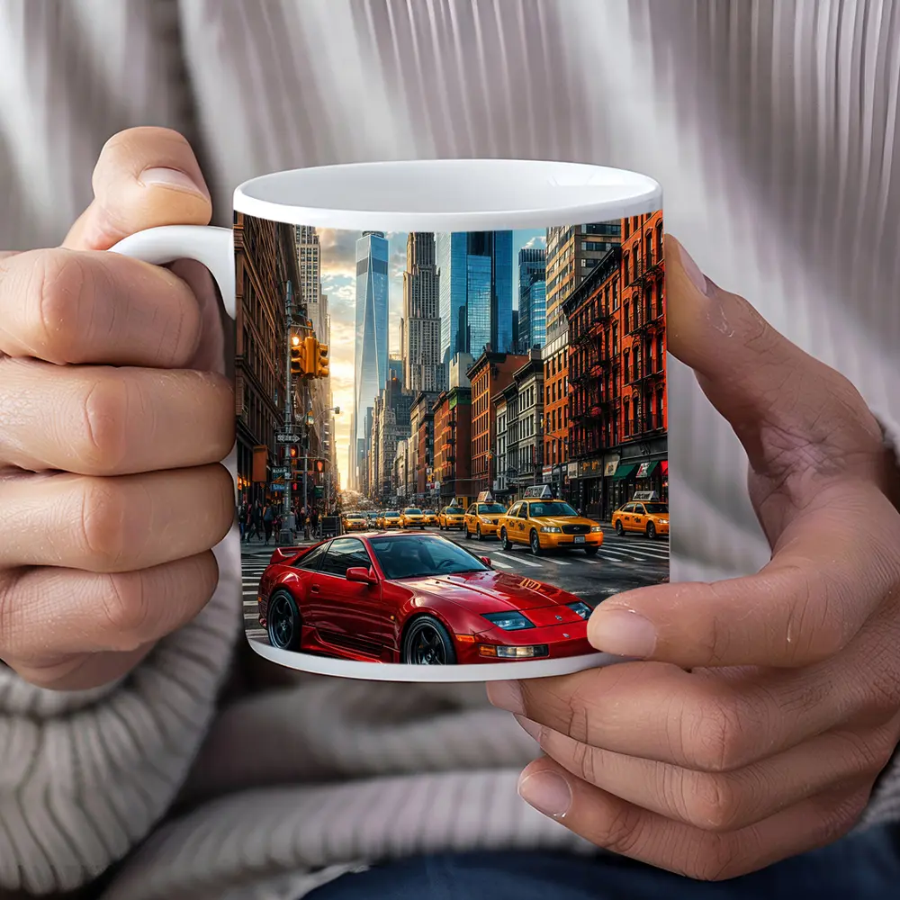Nissan 300ZX Red Sports Car New York City – Mugs