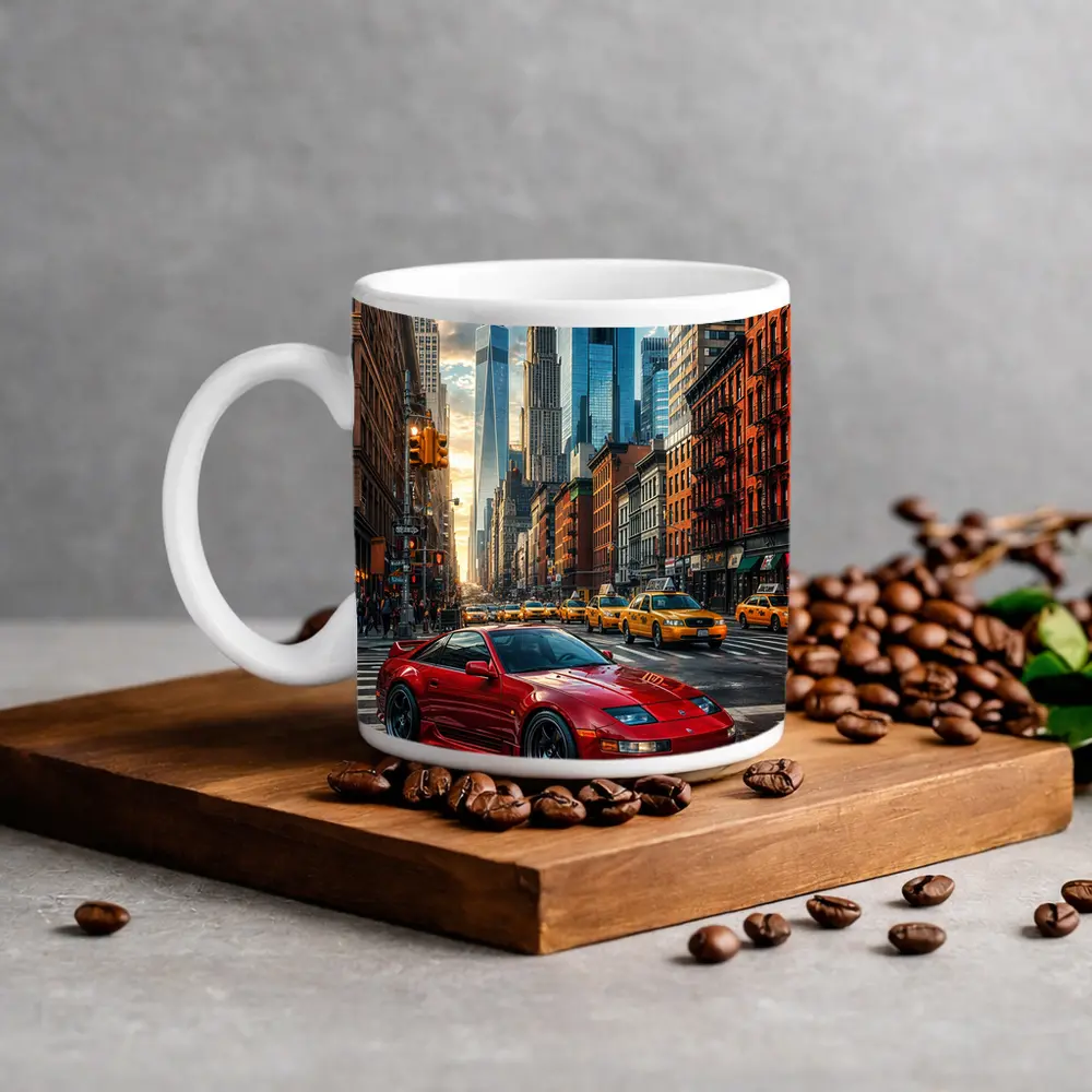 Nissan 300ZX Red Sports Car New York City – Mugs